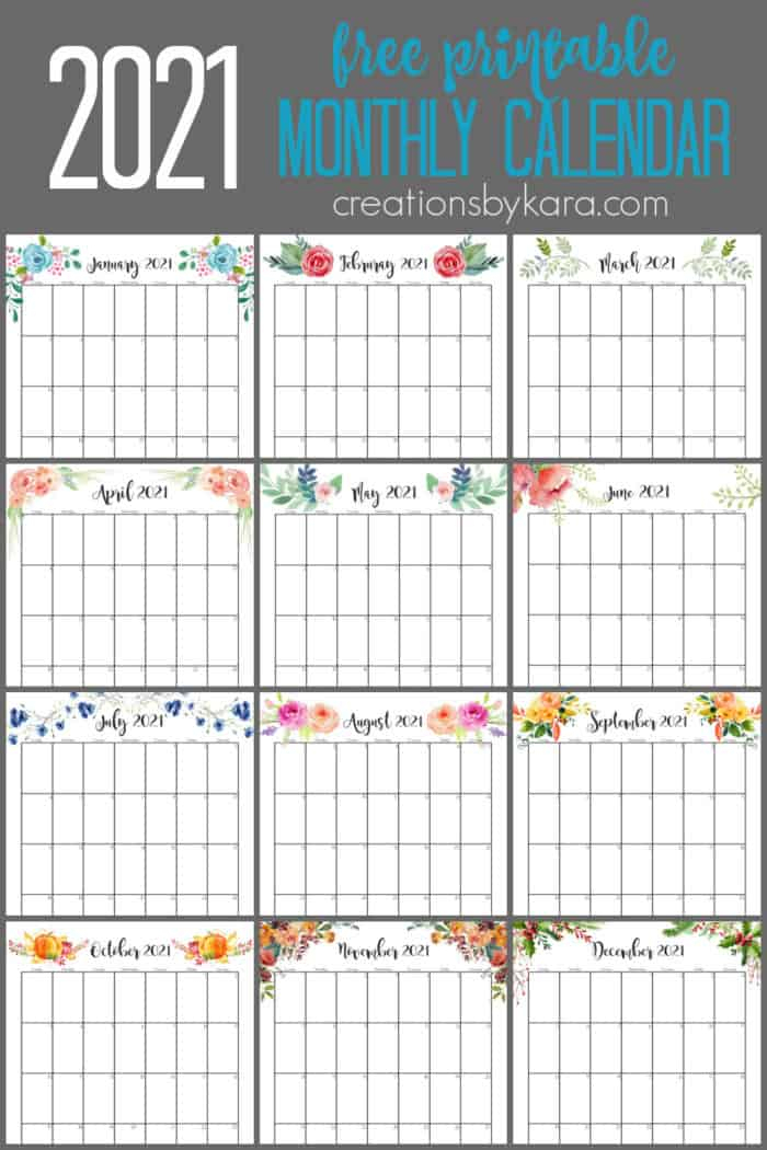 Cute 2021 Printable Blank Calendars  Free Printable 2021