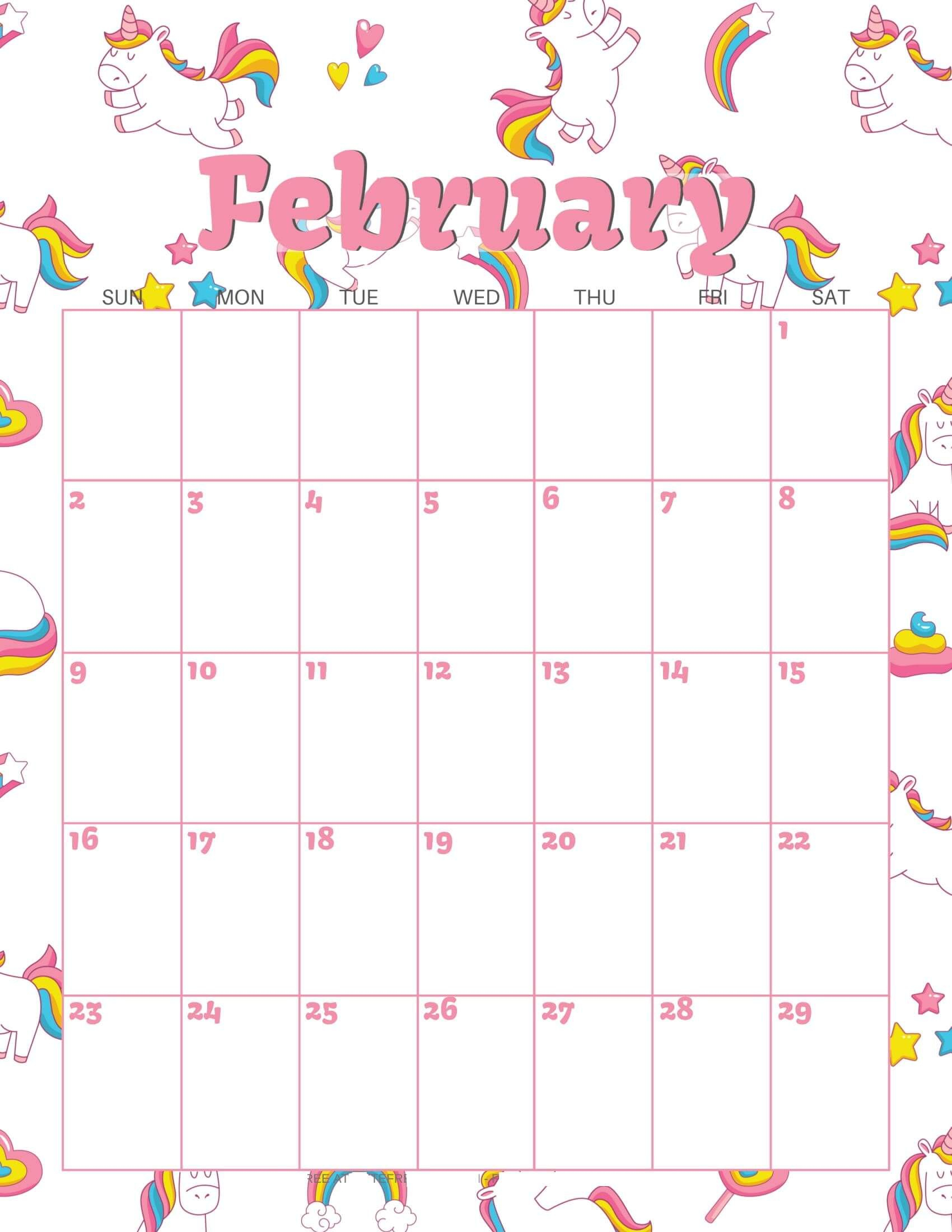 Cute February 2020 Calendar Colorful In 2020 | January