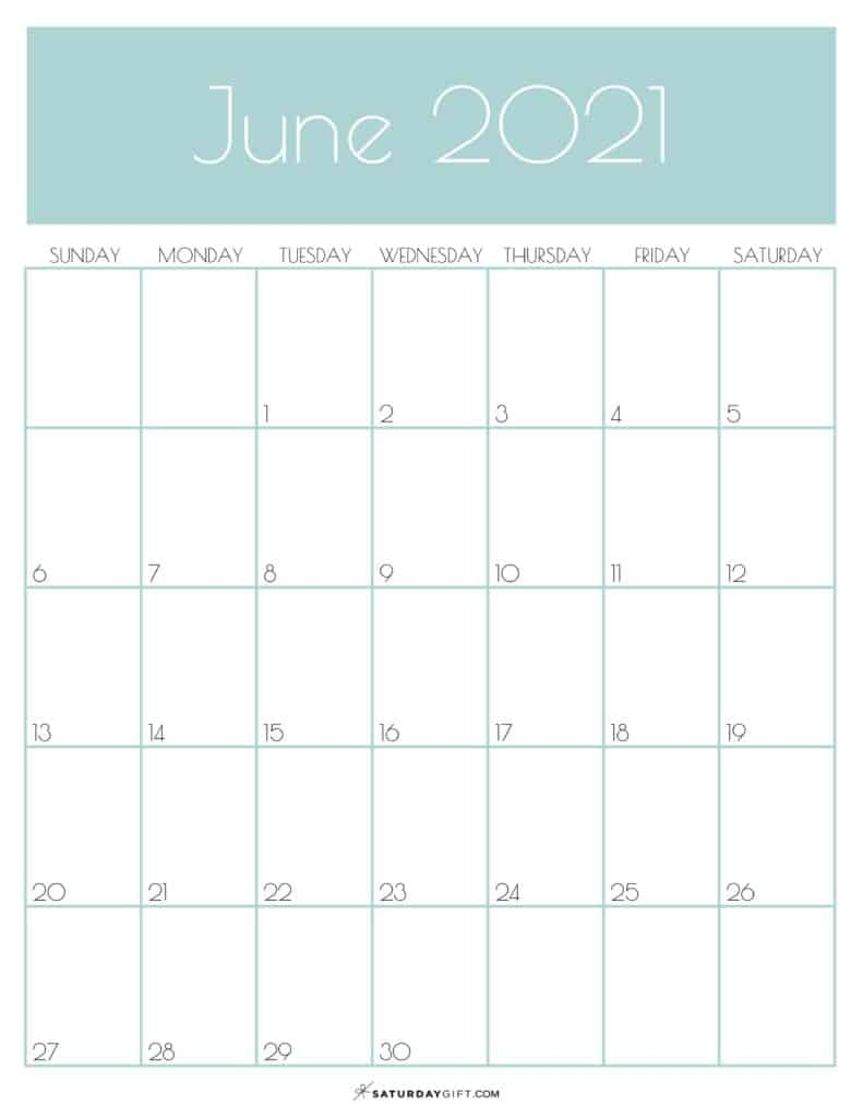 Cute (&amp; Free!) Printable June 2021 Calendar | Saturdaygift