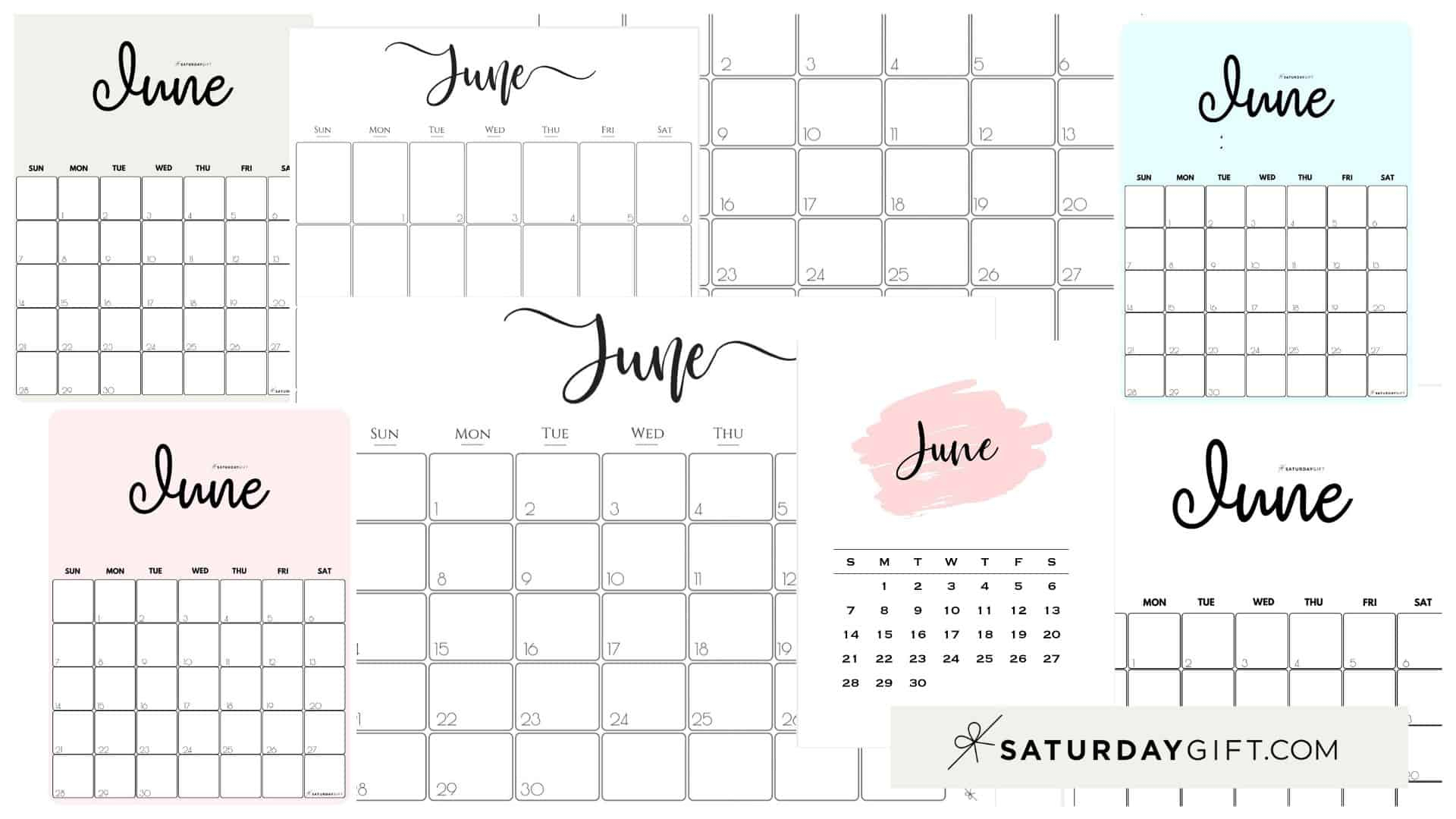 Cute (&amp; Free!) Printable June 2022 Calendar | Saturdaygift