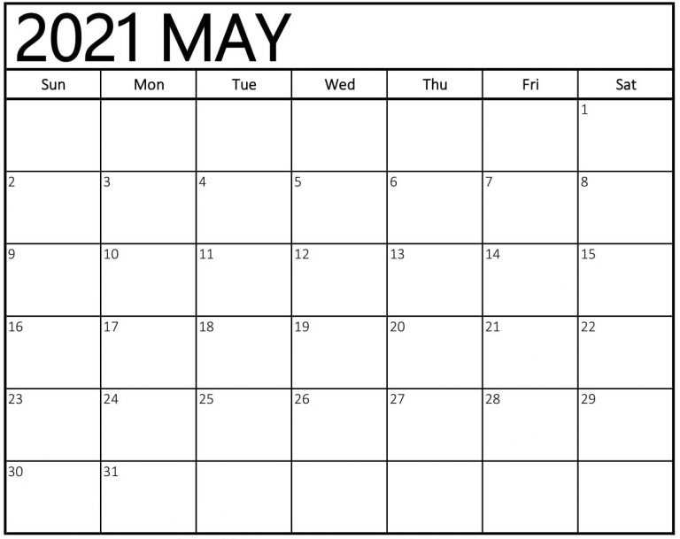 Cute May 2021 Calendar Word Holidays Pdf - My Blog Cute