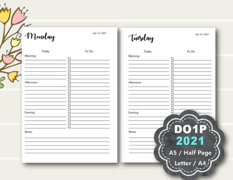 Daily Planner Printable 2021 2021 Daily Planner Daily | Etsy