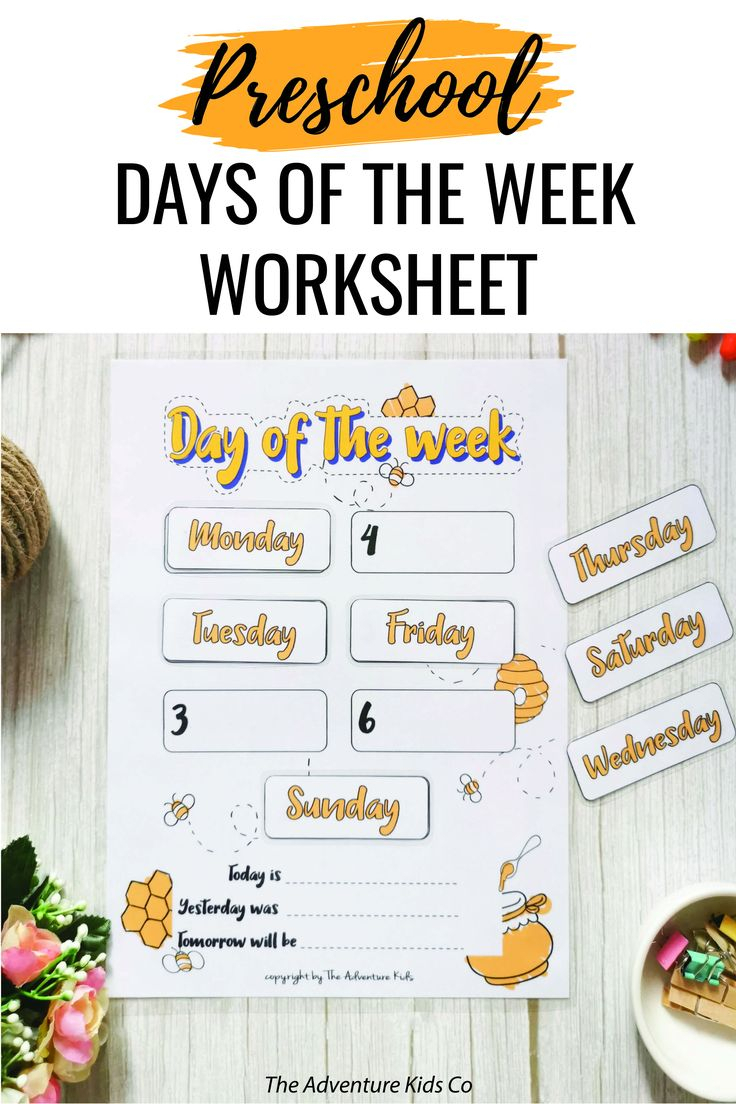 Days Of The Week Printables Kindergarten Preschool