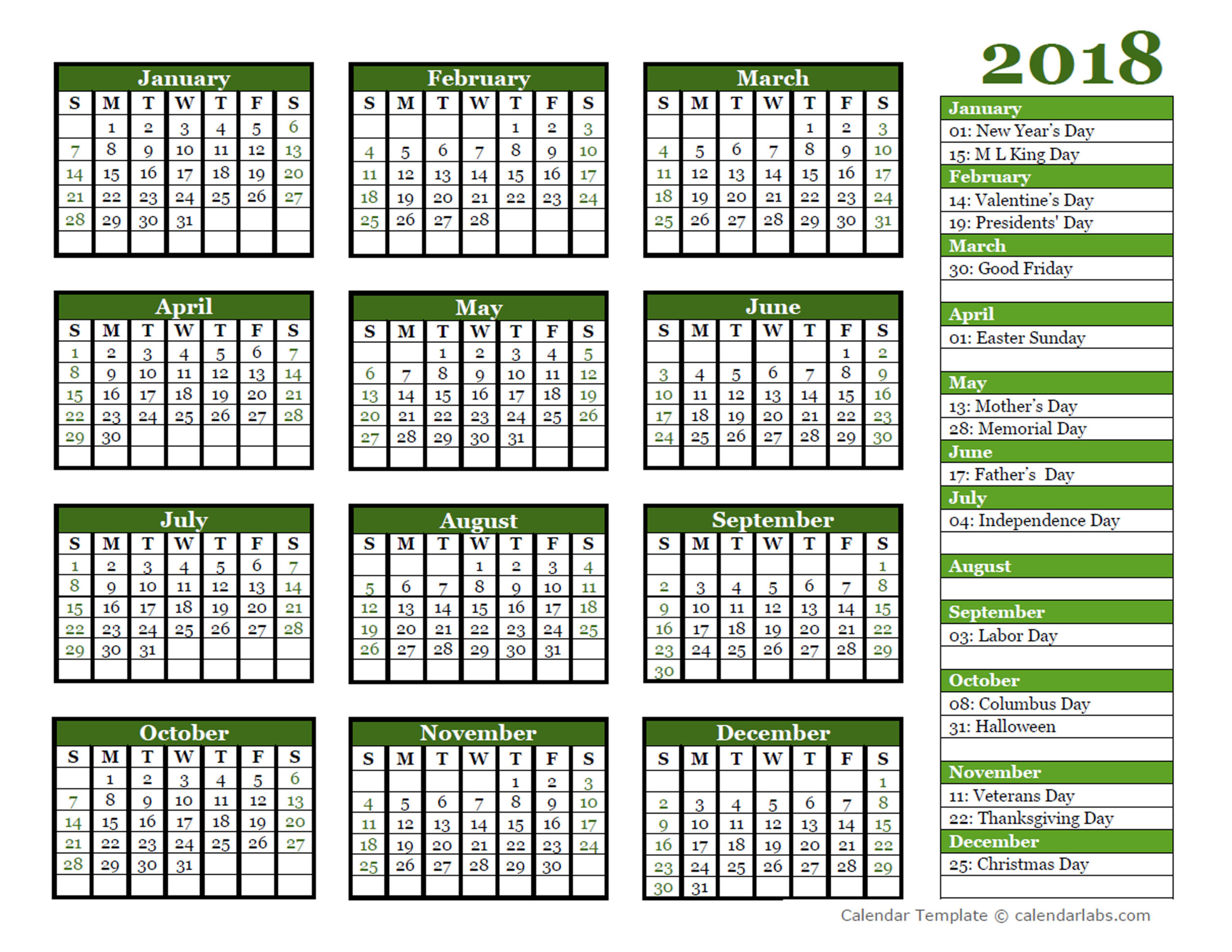 Calendar Template Free Editable