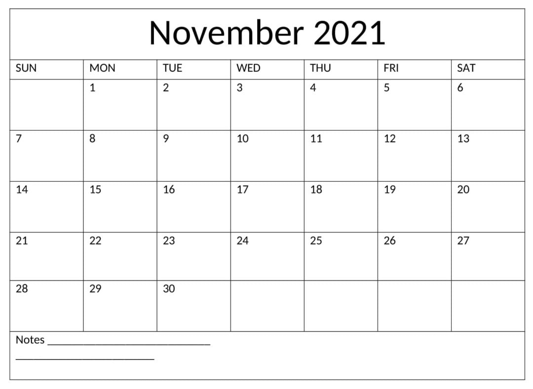 Editable November 2021 Calendar Download Printable