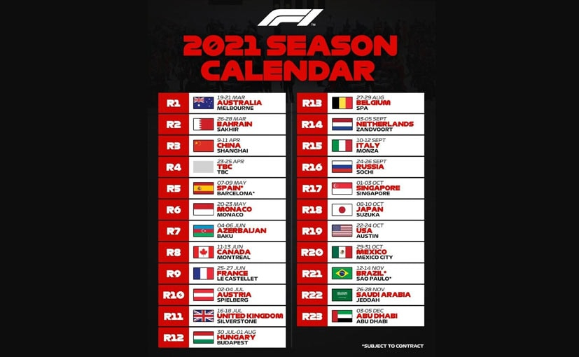 F1 2021 Kalender  Rekord-Kalender Für Die F1 2021