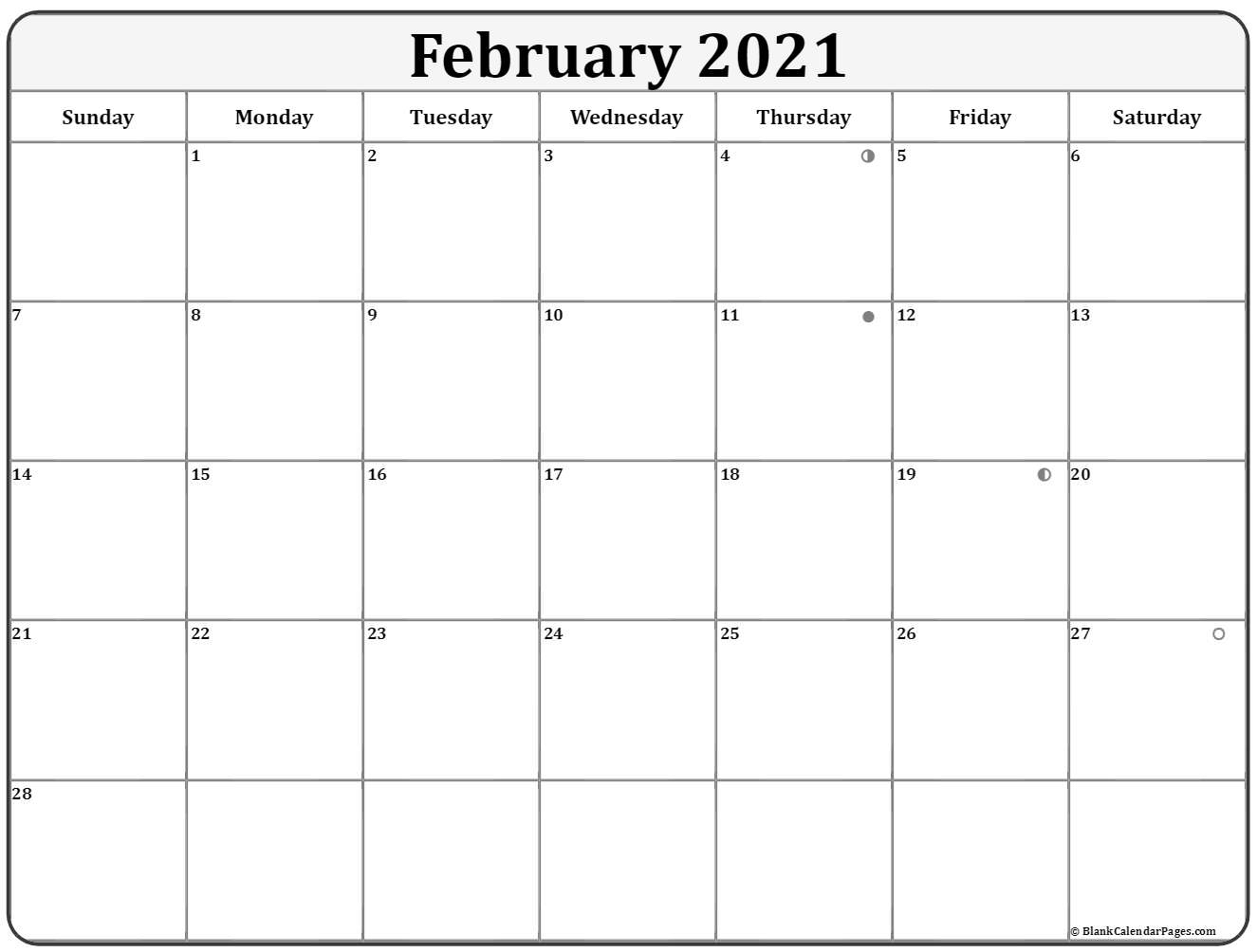 February 2021 Lunar Calendar | Moon Phase Calendar