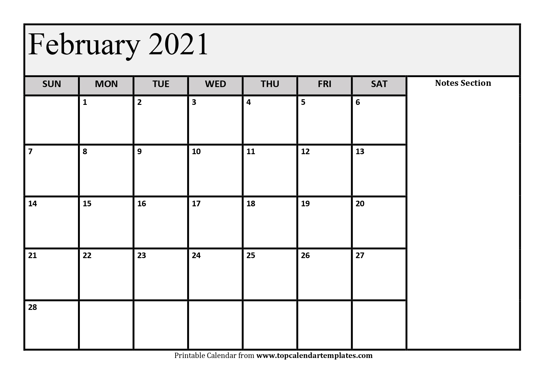 February 2021 Printable Calendar In Editable Format