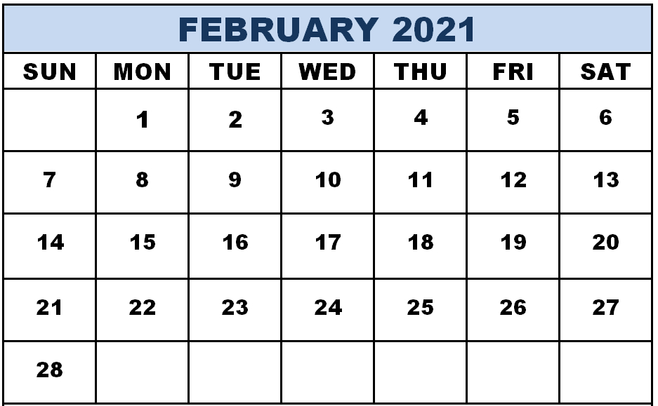 February Calendar 2021 Free Printable Template Pdf Word Excel