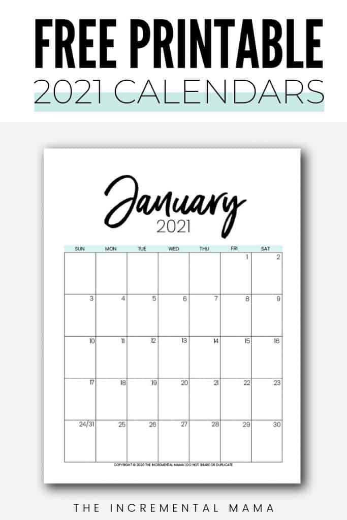 Free 2021 Monthly Calendar Printable Pdfs - The