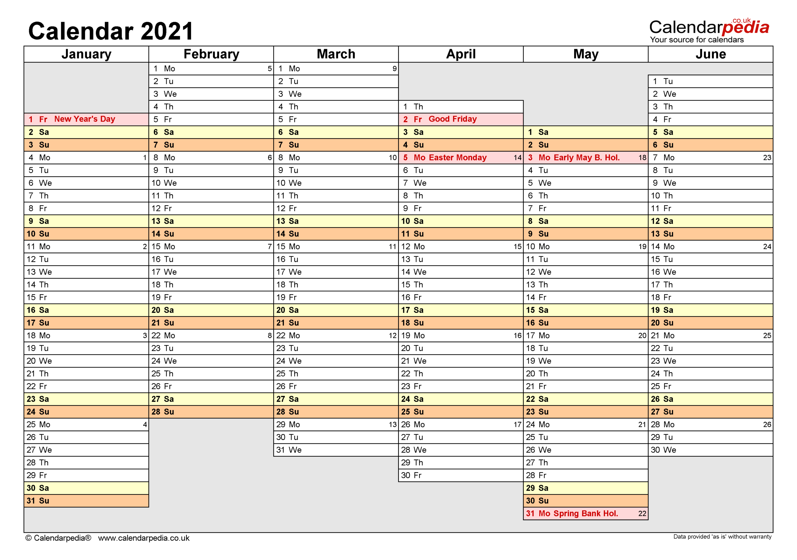 Free 2021 Yearly Calender Template : 2021 Blank Yearly