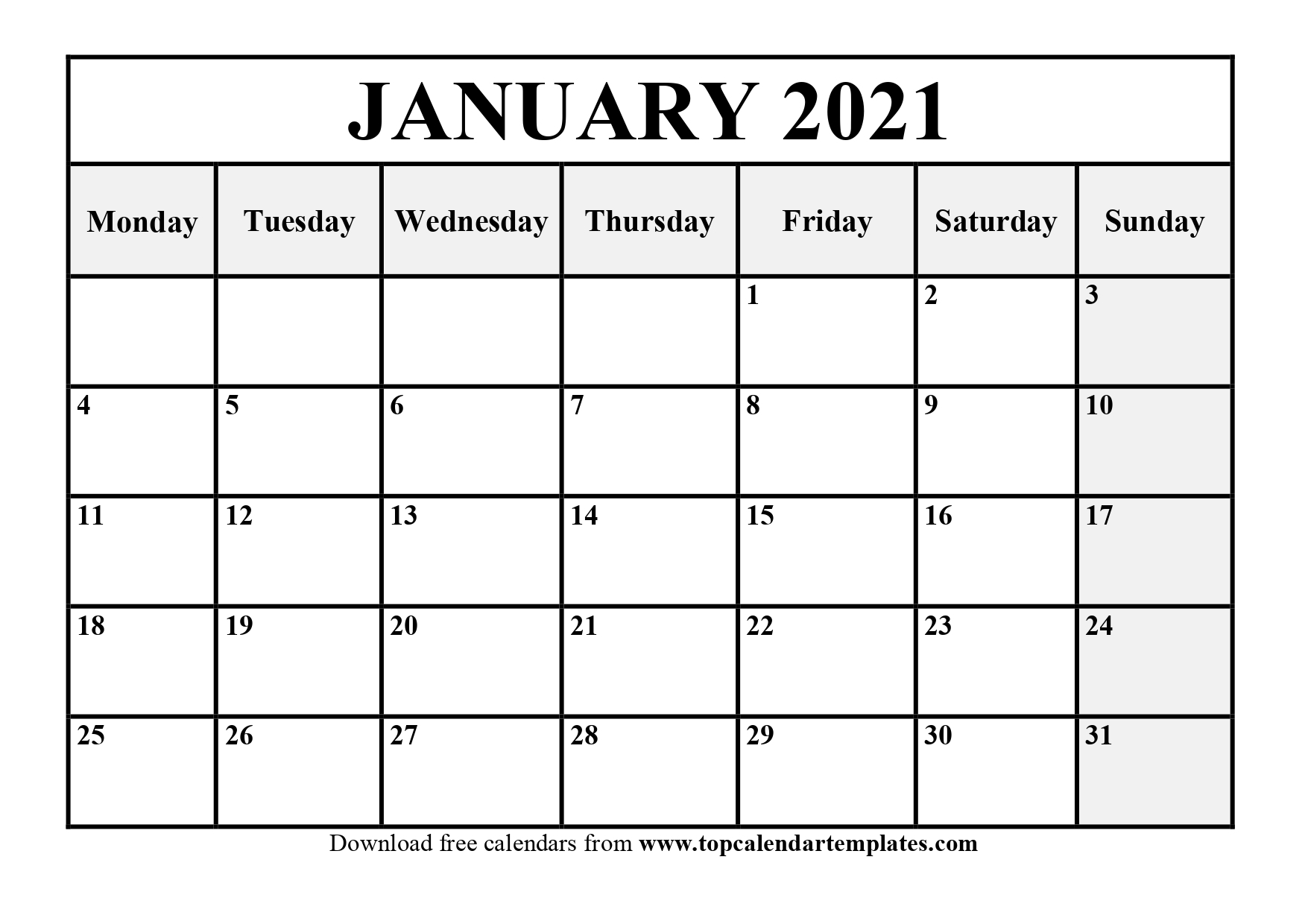 Editable Calendars By Month 2021