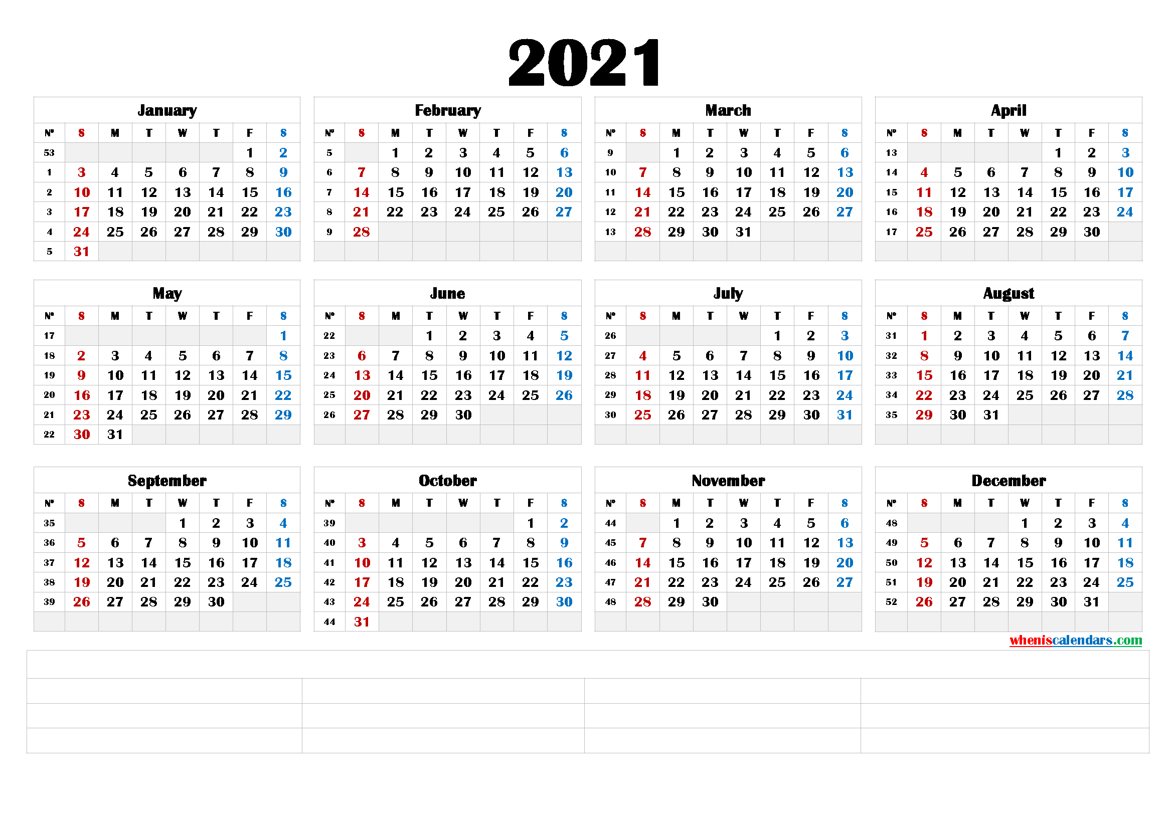 Free Online Calendar 2021 Printable