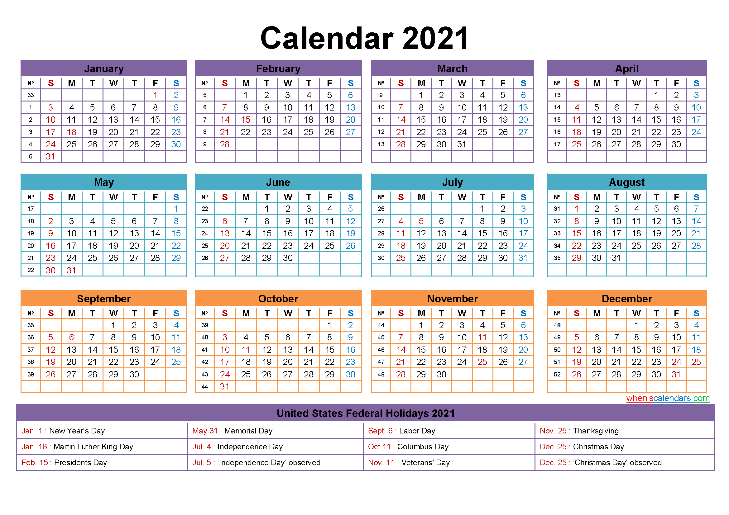 Free Editable 2021 Calendars In Word : Free Printable