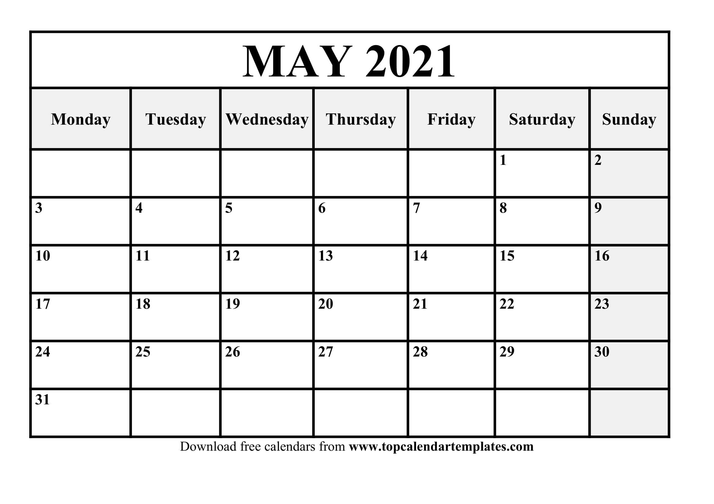 Editable Calendar 2021