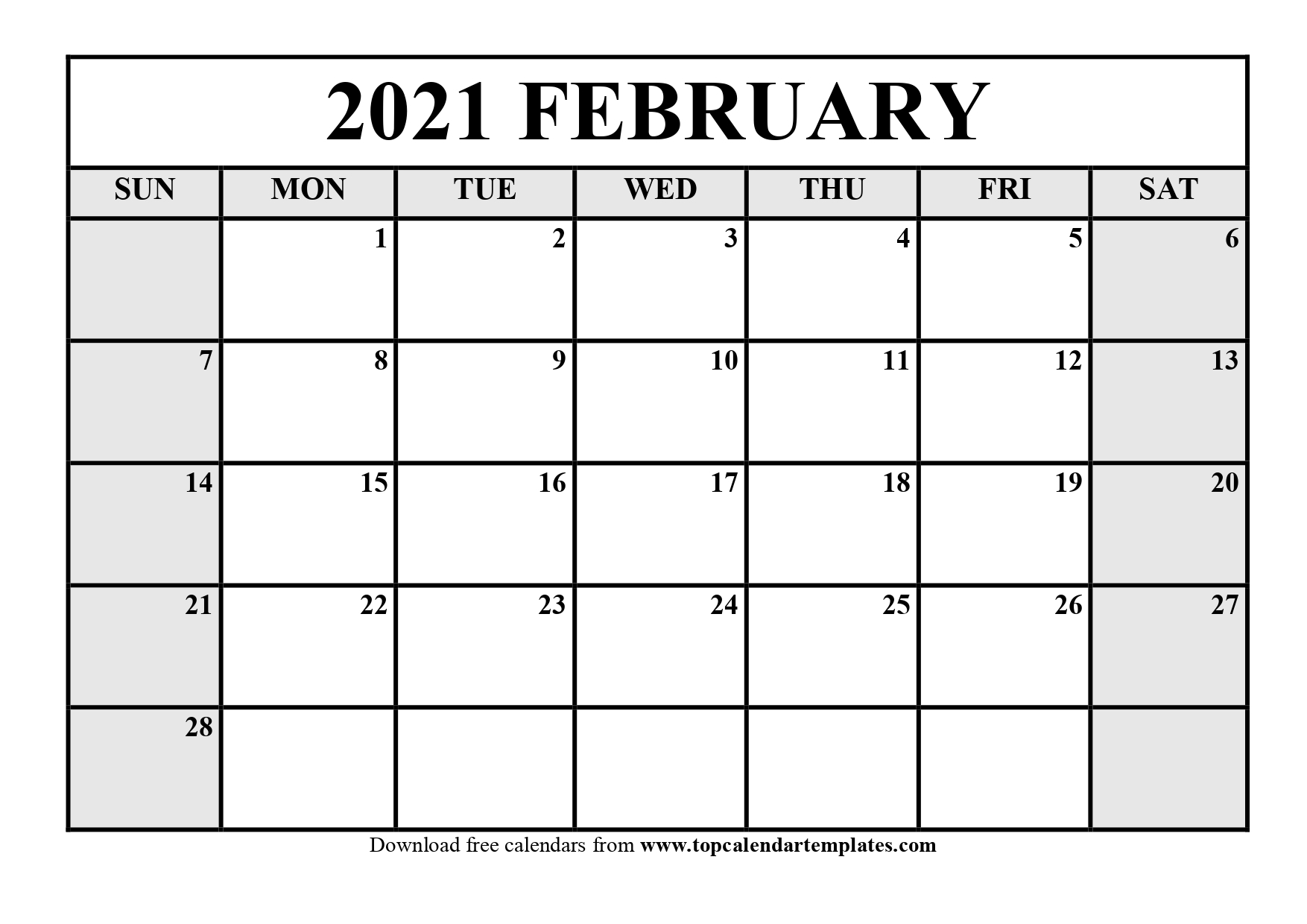 Free February 2021 Calendar Printable (Pdf Word)