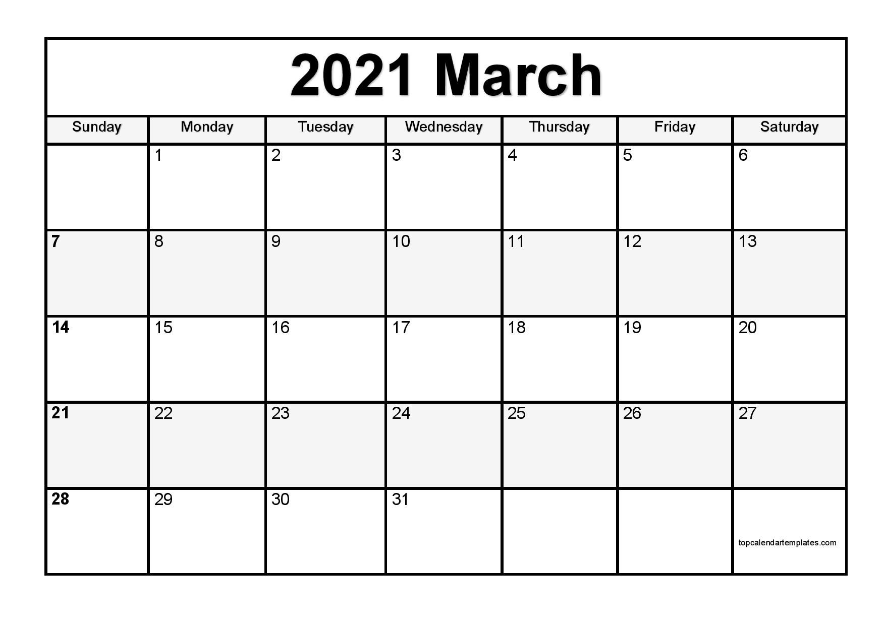Free March 2021 Printable Calendar In Editable Format