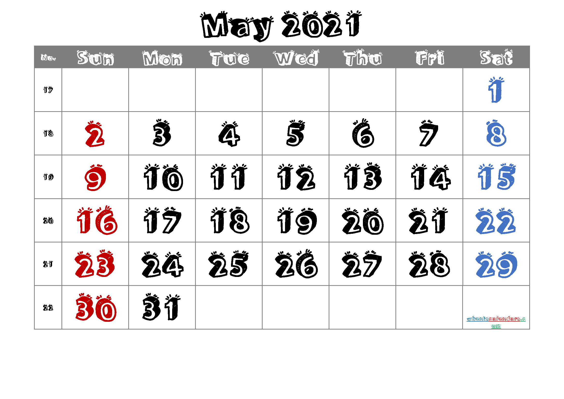 Free May 2021 Calendar - 6 Templates