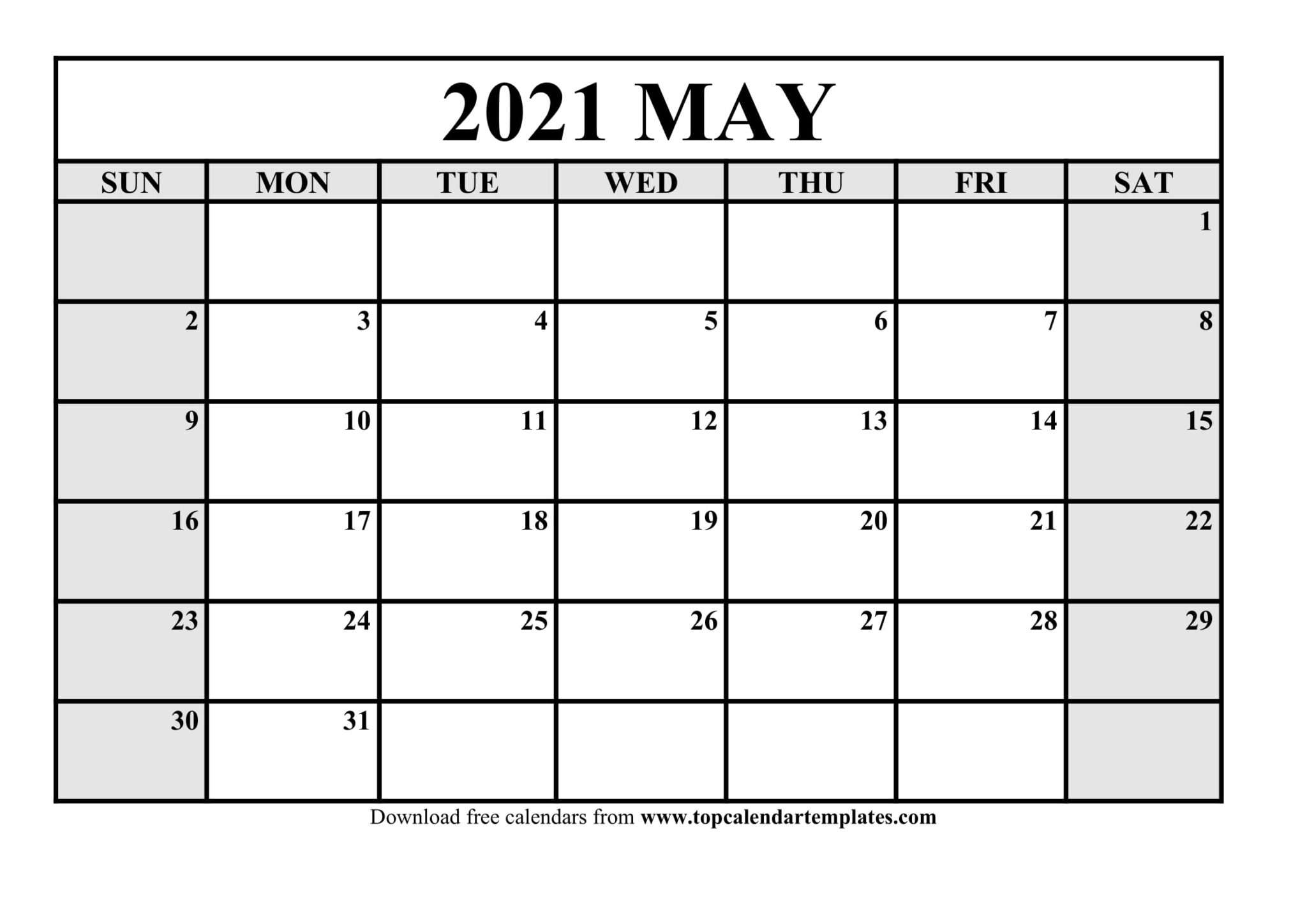 Free May 2021 Printable Calendar In Editable Format