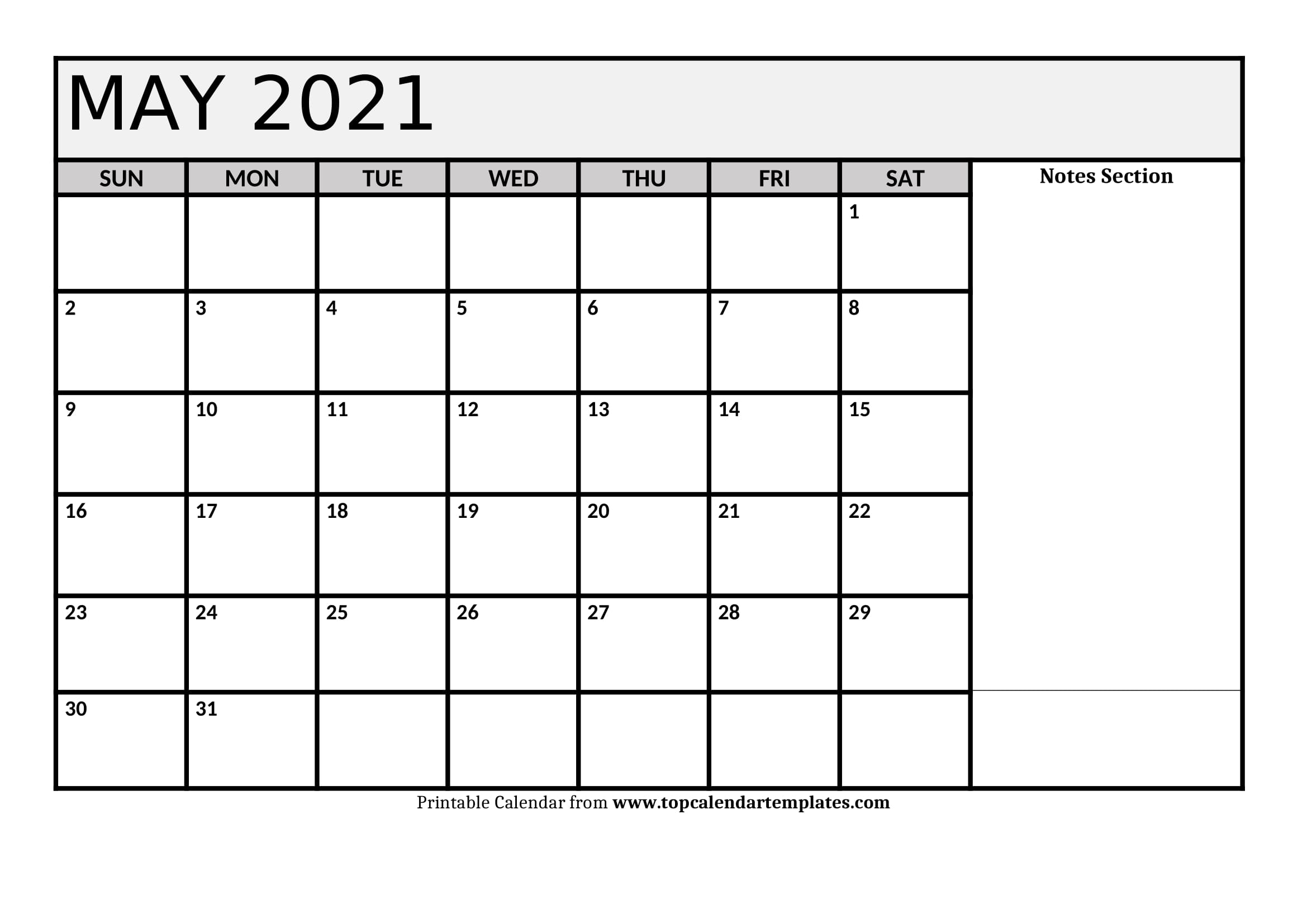 Free May 2021 Printable Calendar In Editable Format