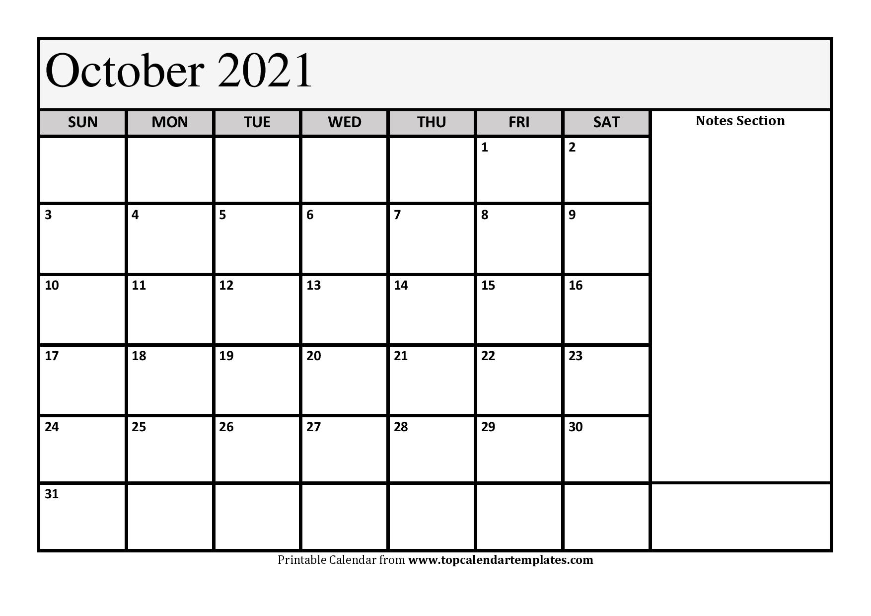 Free October 2021 Calendar Printable (Pdf Word) Templates