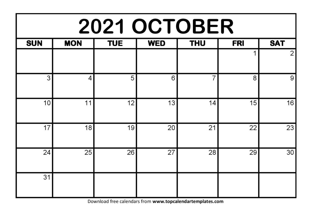 Free October 2021 Calendar Printable (Pdf Word) Templates