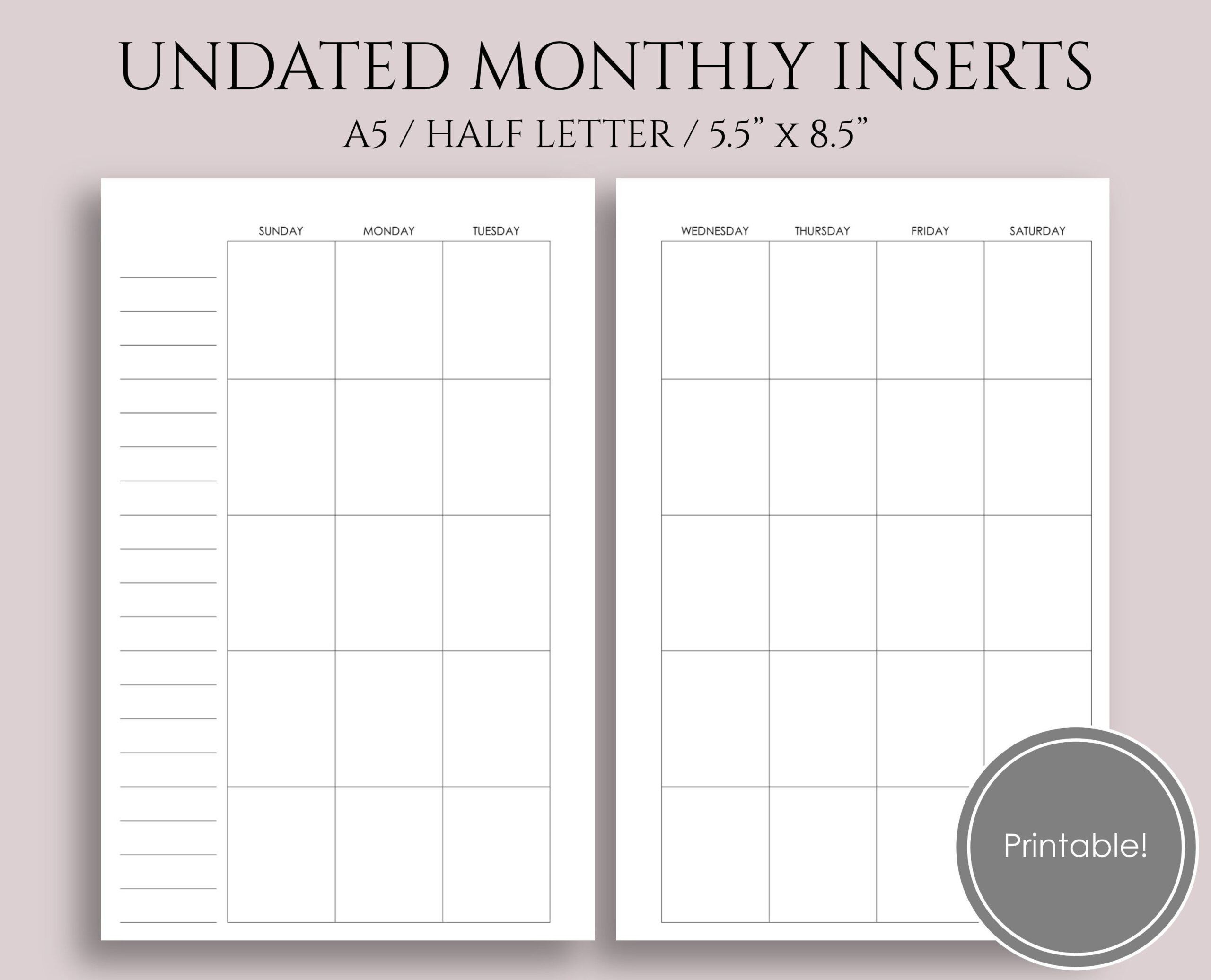 Free Planner Printable Library - Pt Paper | Monthly
