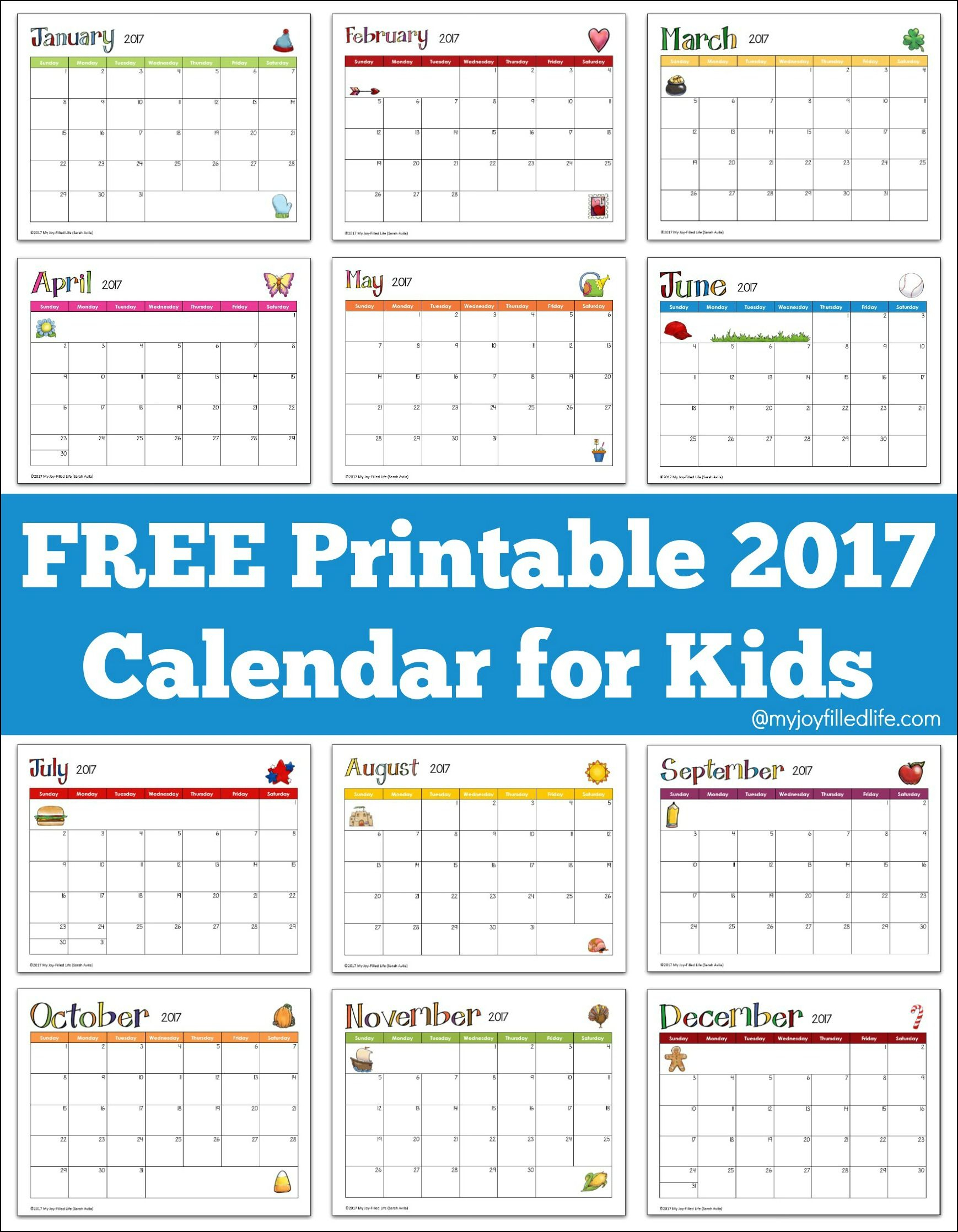 Free Printable 2017 Calendar For Kids | Kids Calendar
