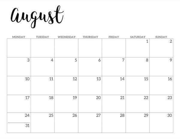 Free Printable 2020 Calendar - Monday Start - Paper Trail