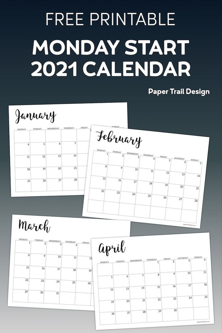 Free Printable 2021 Calendar - Monday Start | Paper Trail