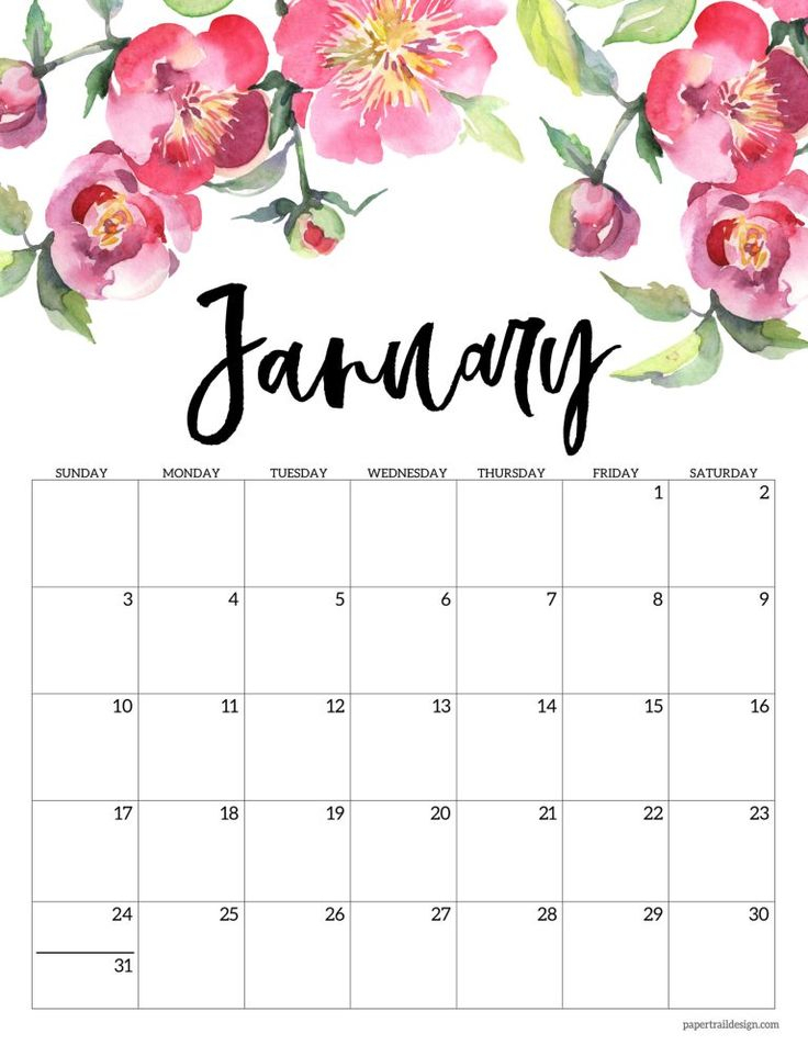 Free Printable 2021 Floral Calendar | Paper Trail Design