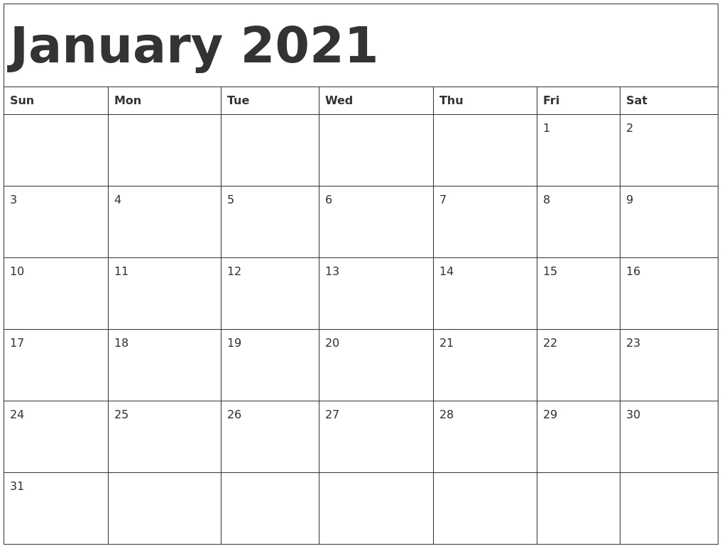 Free Printable 2021 Monthly Calendar With Holidays Word