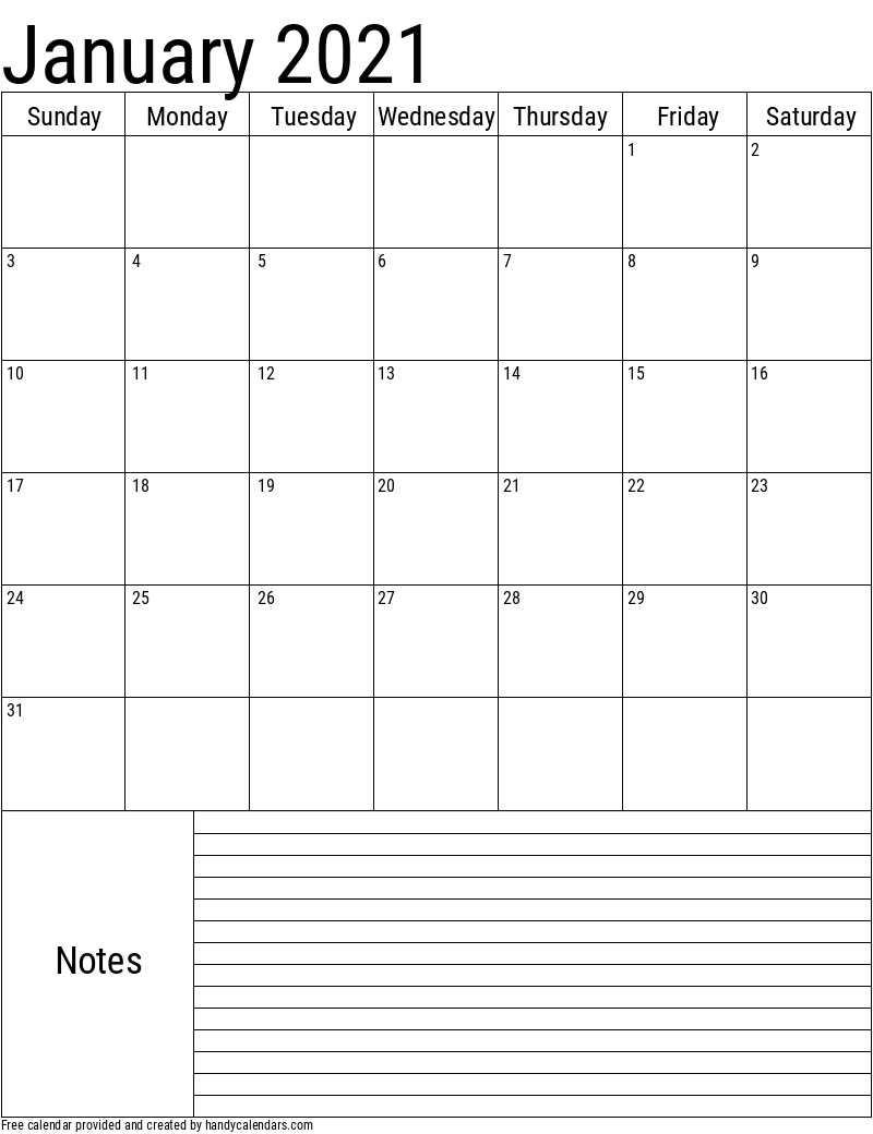 Free Printable 2021 Monthly Calendar With Holidays