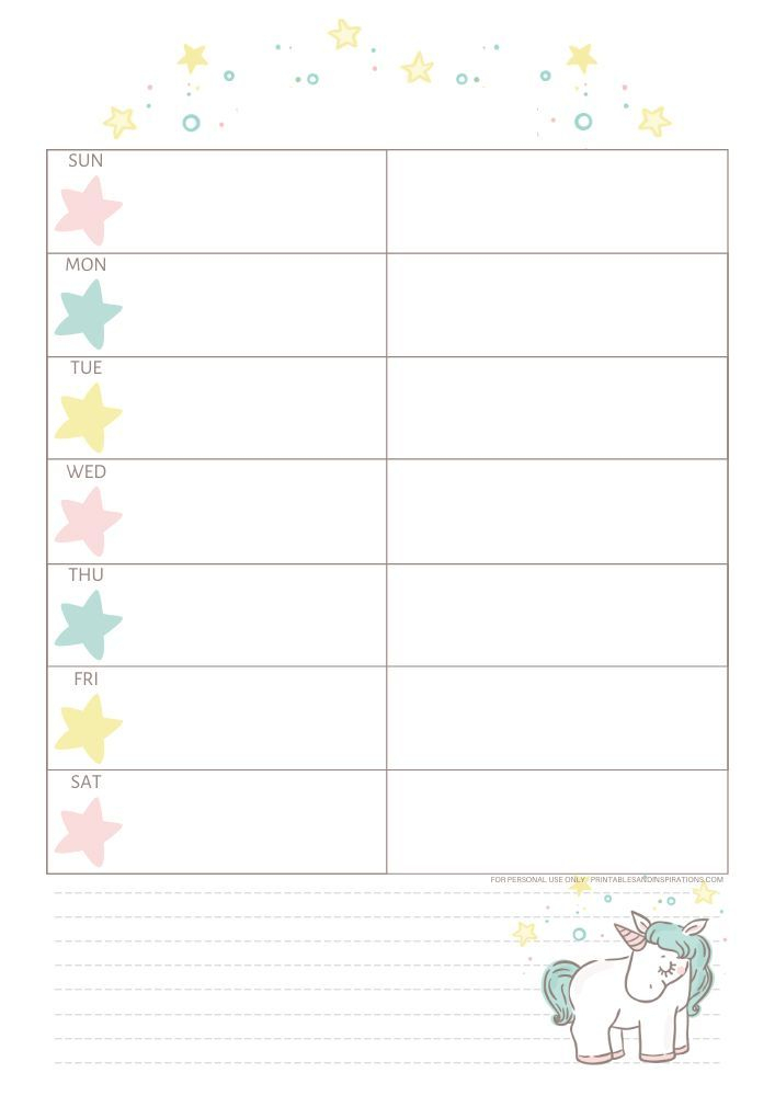 Free Printable 2021 Unicorn Calendar And Planner Pages