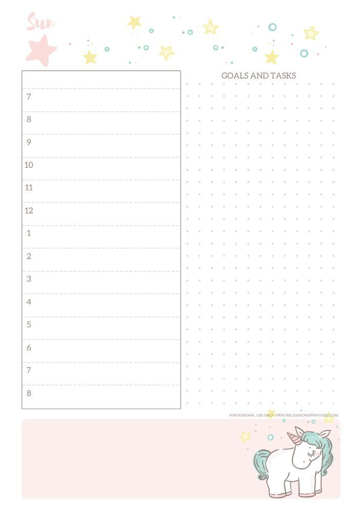 Free Printable 2021 Unicorn Calendar And Planner Pages