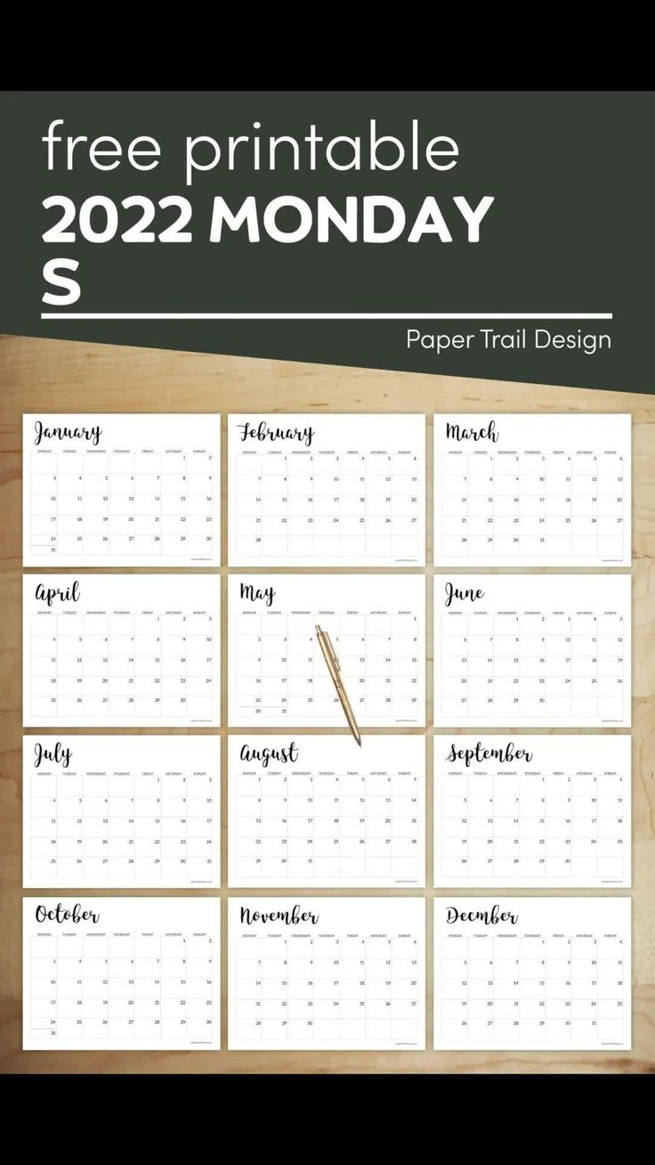 Free Printable 2022 Calendar - Monday Start | Paper Trail