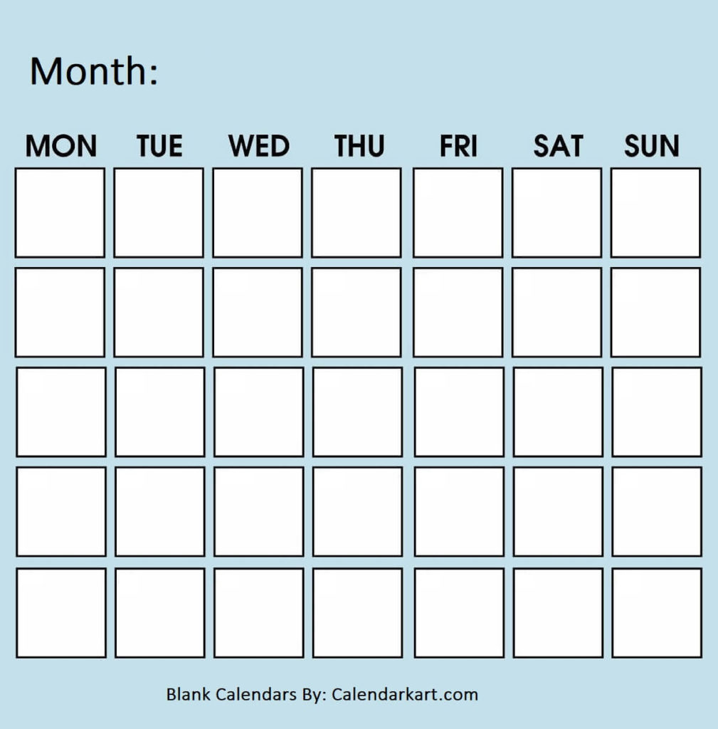 Free Printable Blank Calendar Templates - Calendarkart
