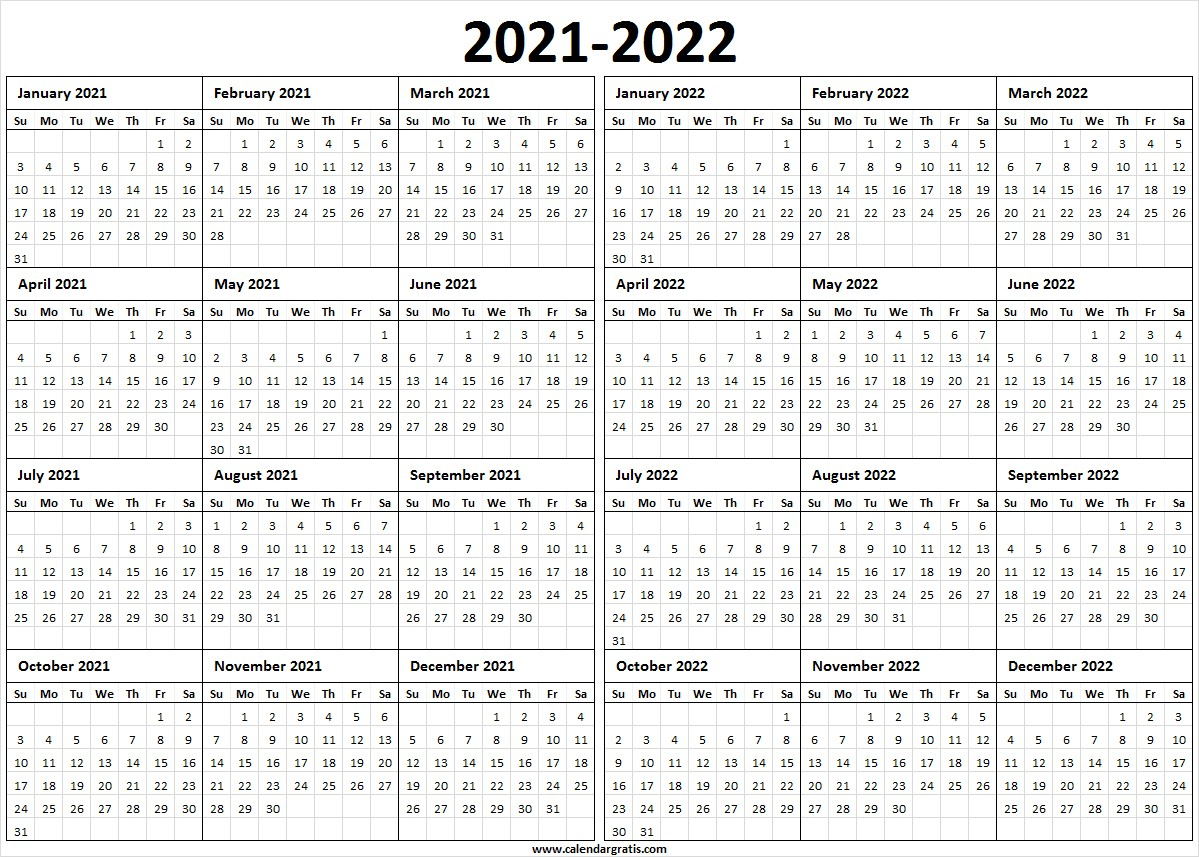 Free Printable Calendar 2021 To 2022 | Free Printable