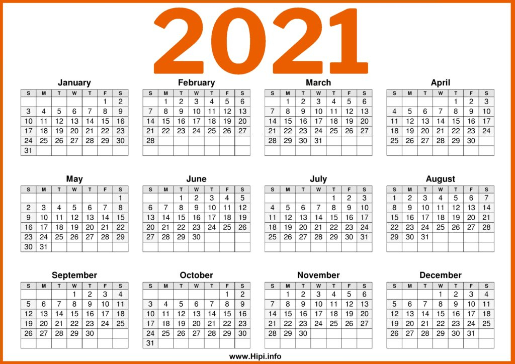 Free Printable Downloadable 2021 Calendars - Hipi