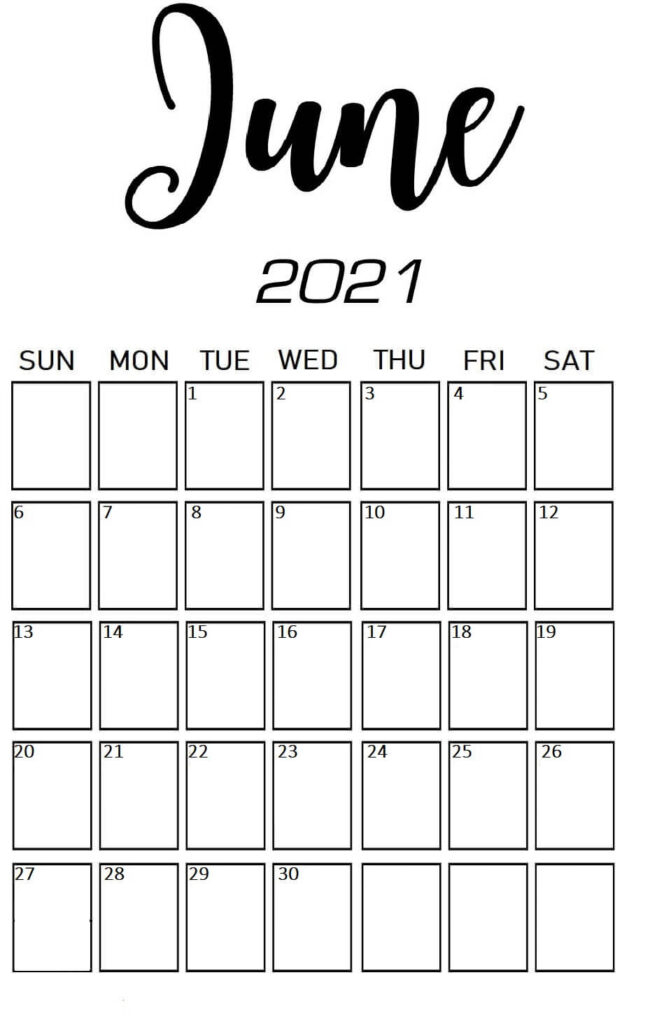 Free Printable June 2021 Calendar - Calendarkart