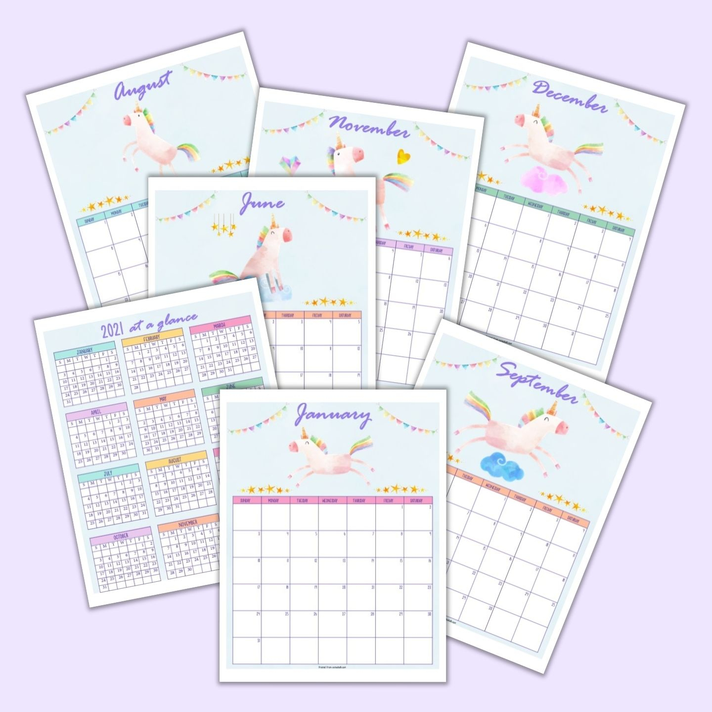 Free Printable Unicorn 2021 Calendar For A Magical Year - The Artisan Life