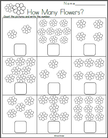 Free Spring Math Worksheet - Count The Flowers - Made