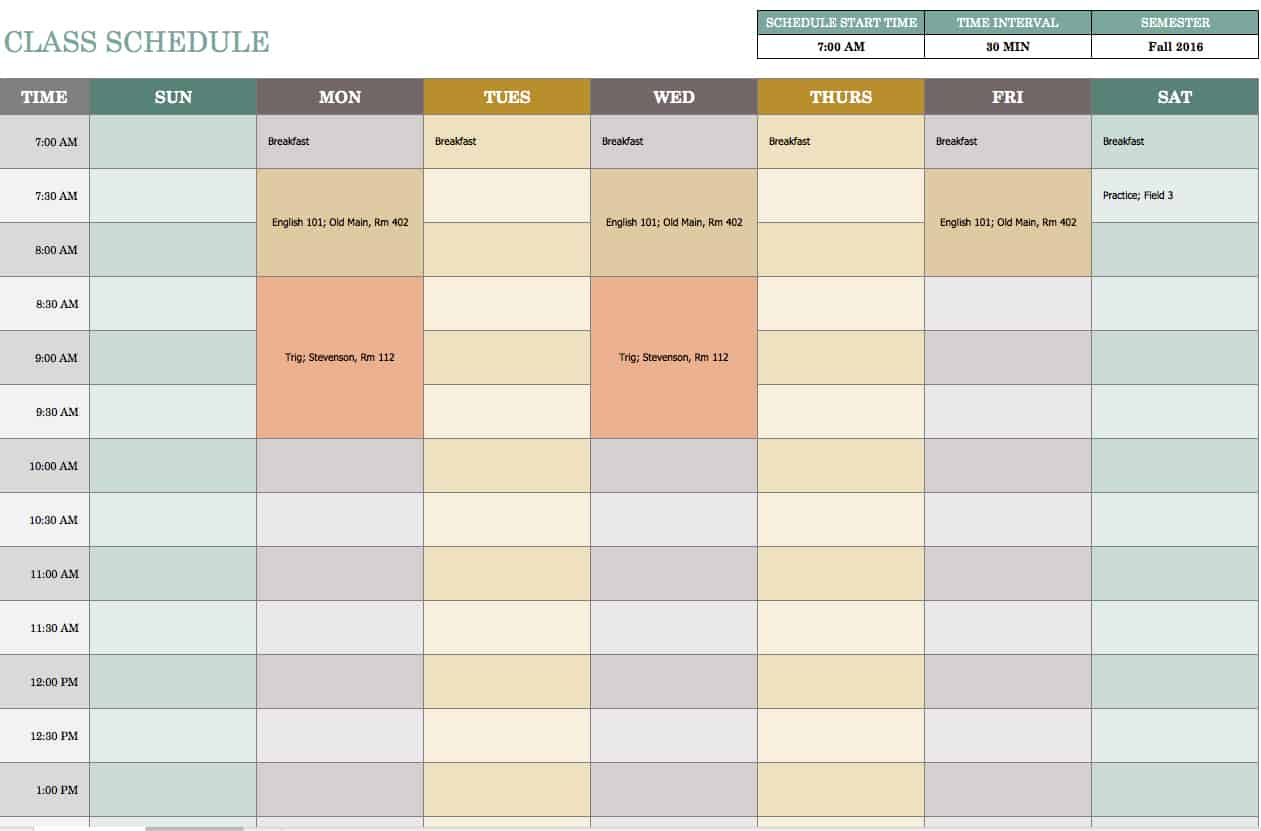 Free Weekly Schedule Templates For Excel - Smartsheet