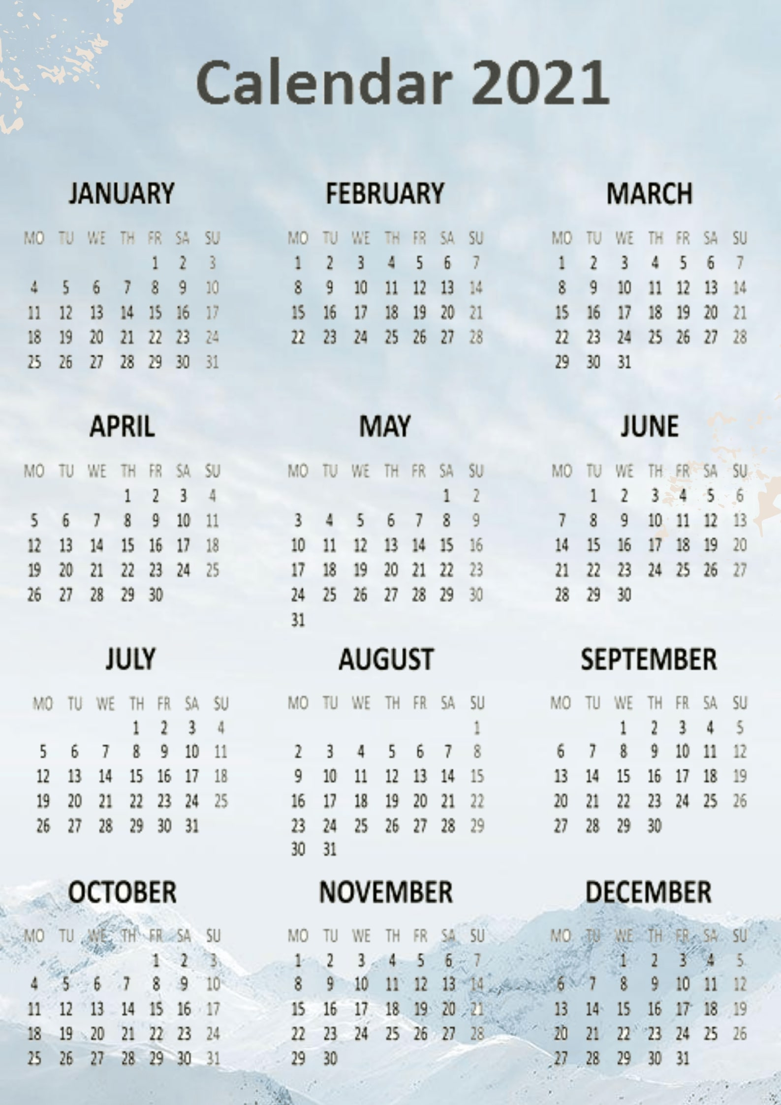 Free Yearly 2021 Calendar Printable Templates - Calendar Edu
