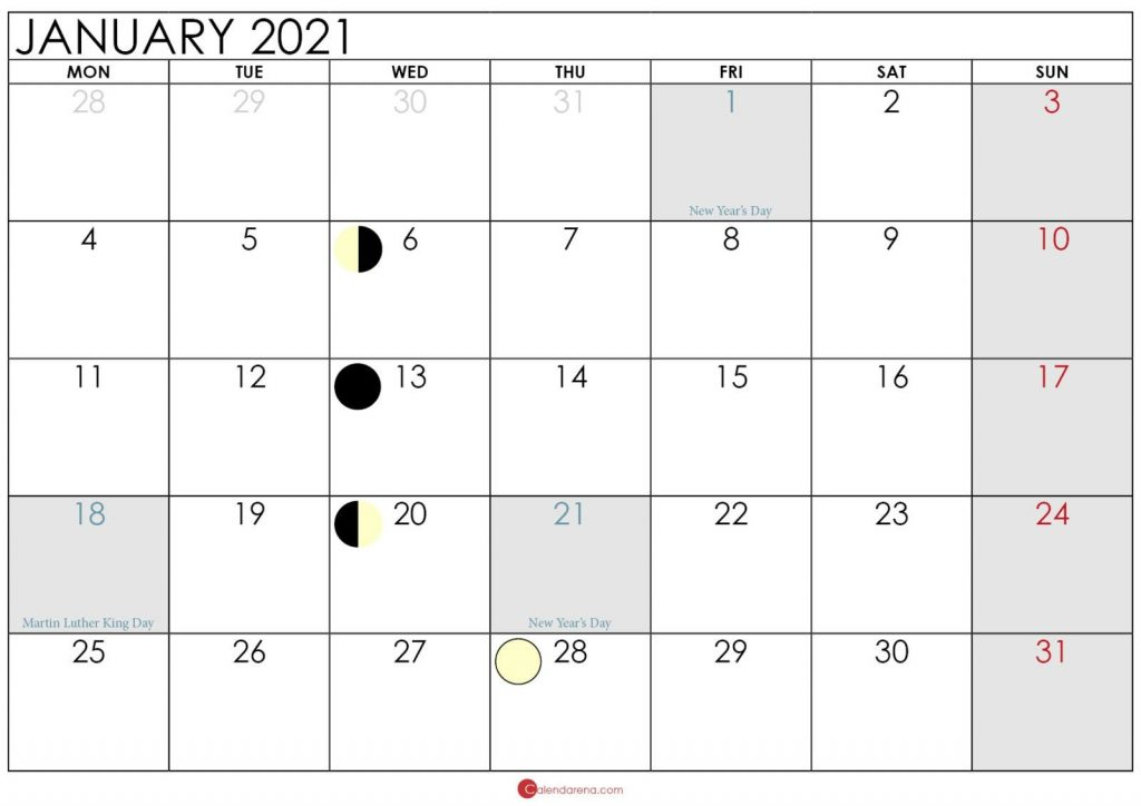 Week Wise Calendar 2021 Pdf