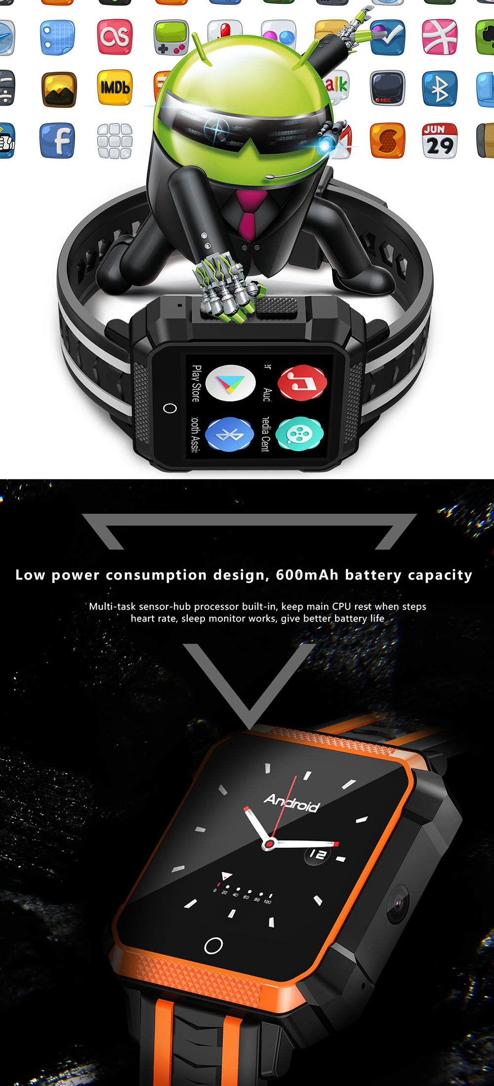 H7 Android 4G Smart Watch Phone With Touch Displaycamera