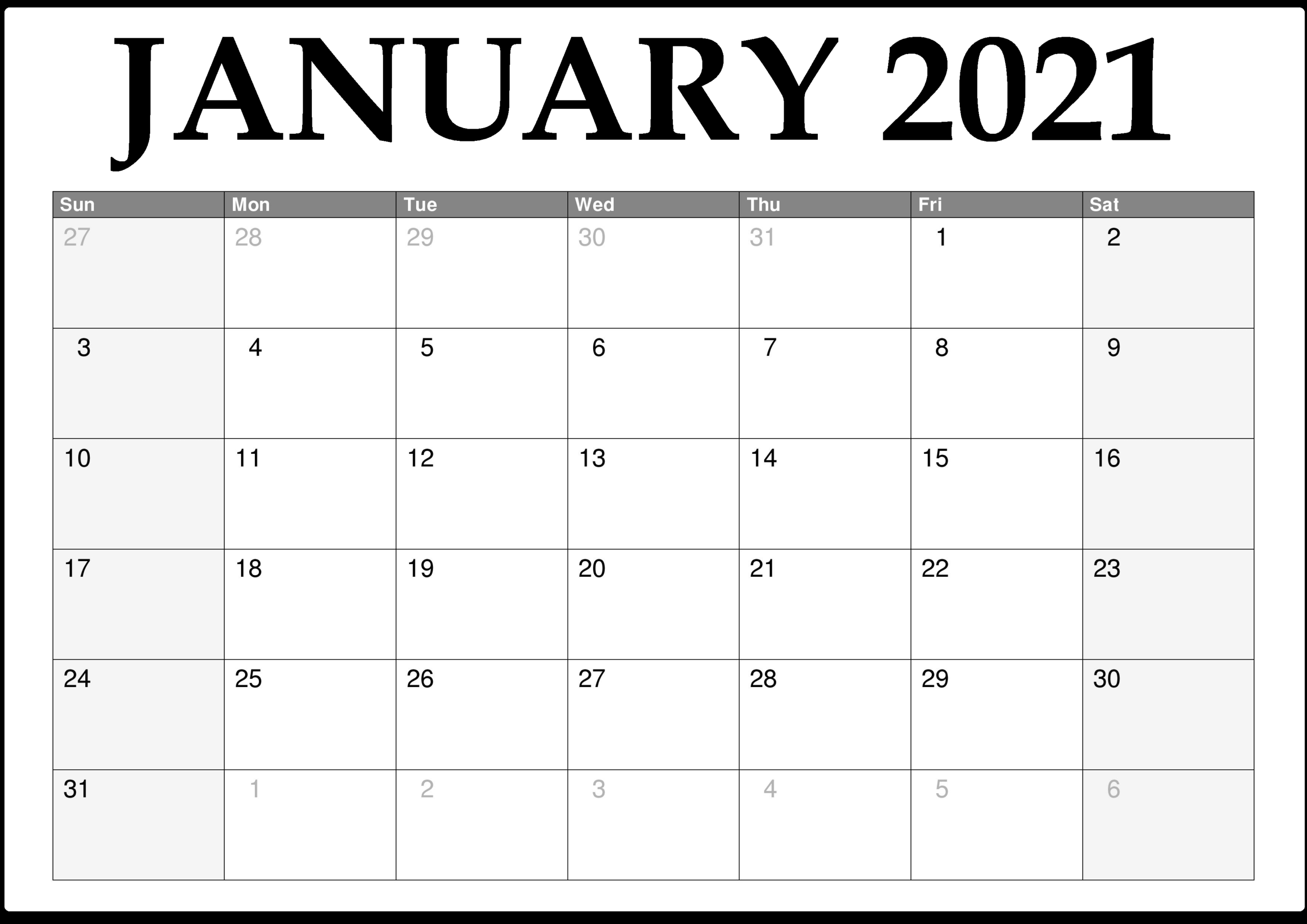 January 2021 Calendar Word Download : Editable Calendar