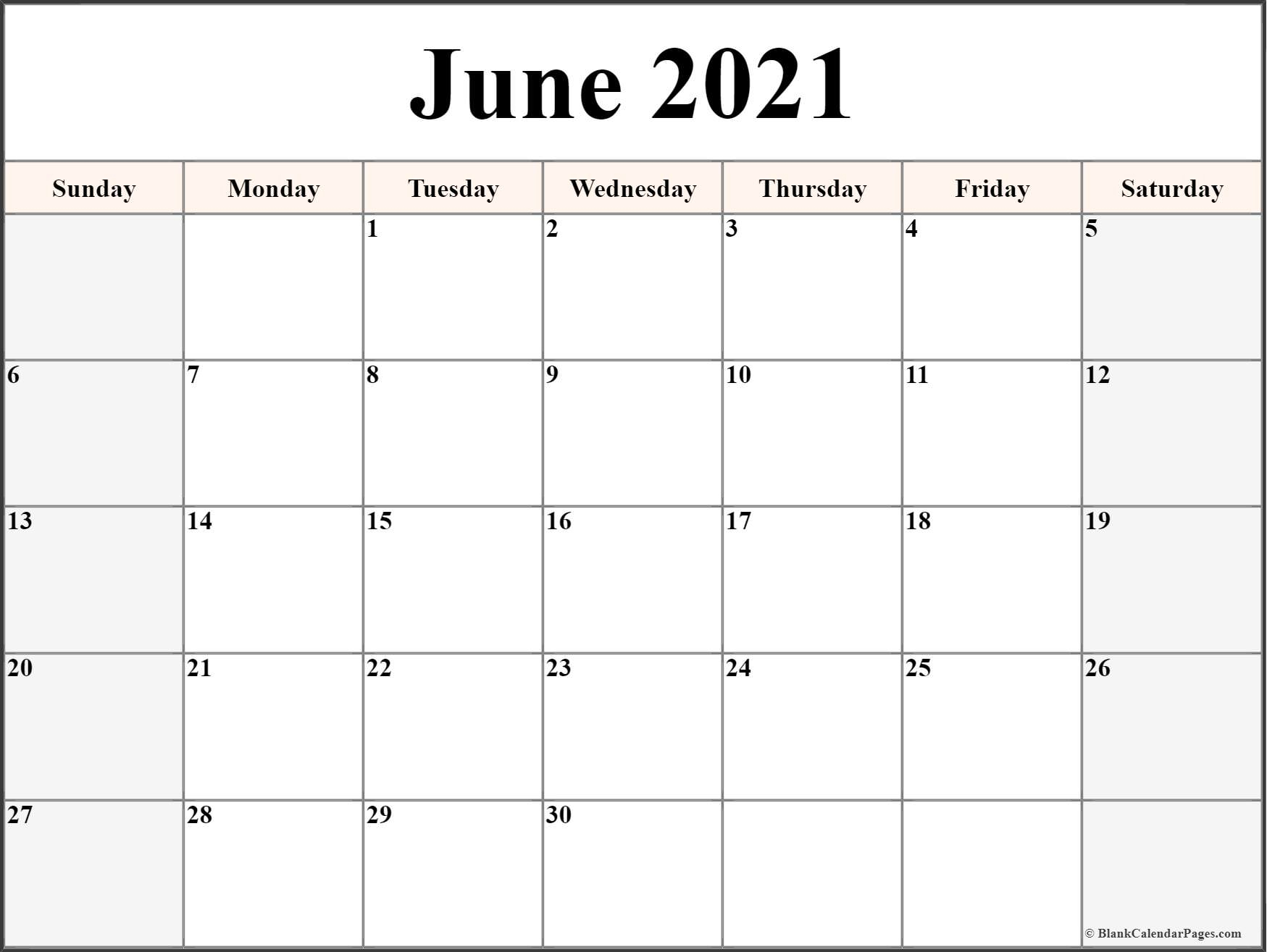 June 2021 Calendar | Free Printable Calendar Templates
