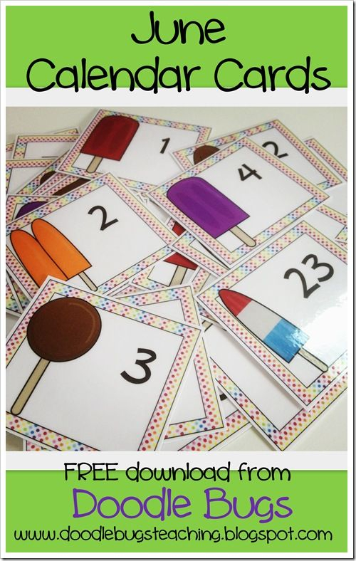 June Calendar Cards {Free Download} | Preschool Calendar