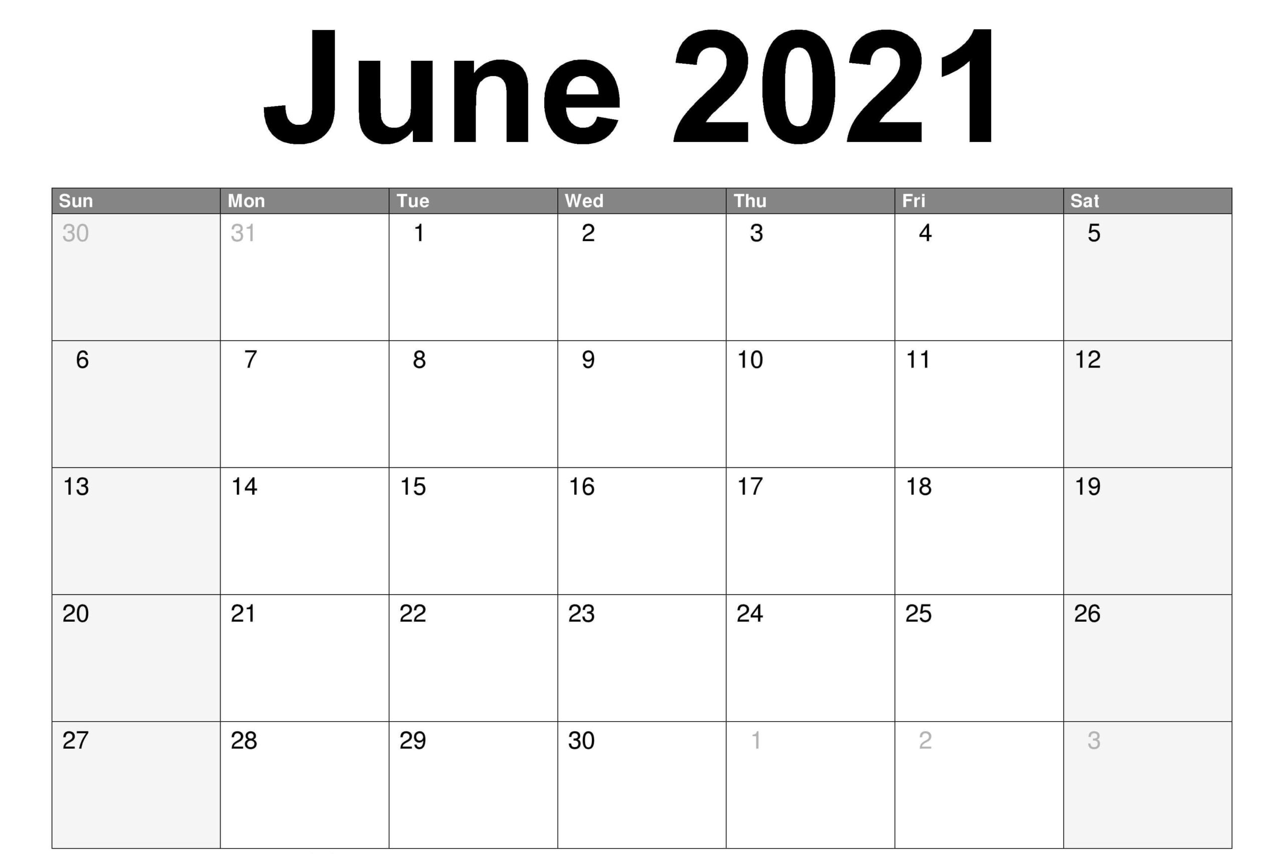 June Printable Calendar 2021 | Holiday Words Calendar